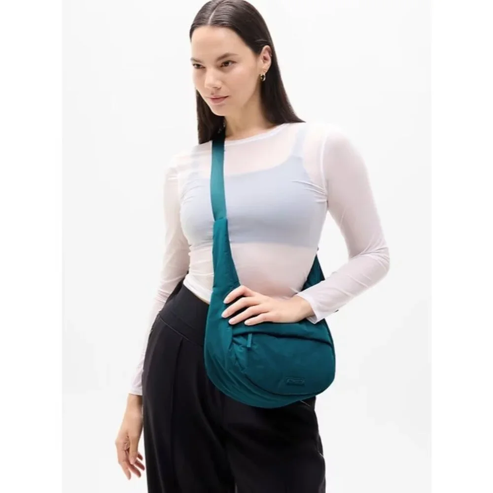 New Athleta All About Small Crossbody Hobo Bag Coastal Teal